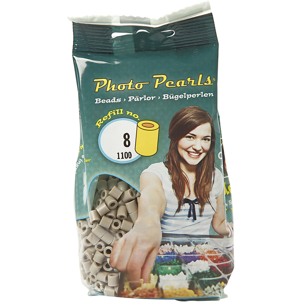 Fotoperlen, Größe 5x5 mm, Lochgröße 2,5 mm, medium, Aschgrau (8), 1100 Stk/ 1 Pck [HOB-755080]