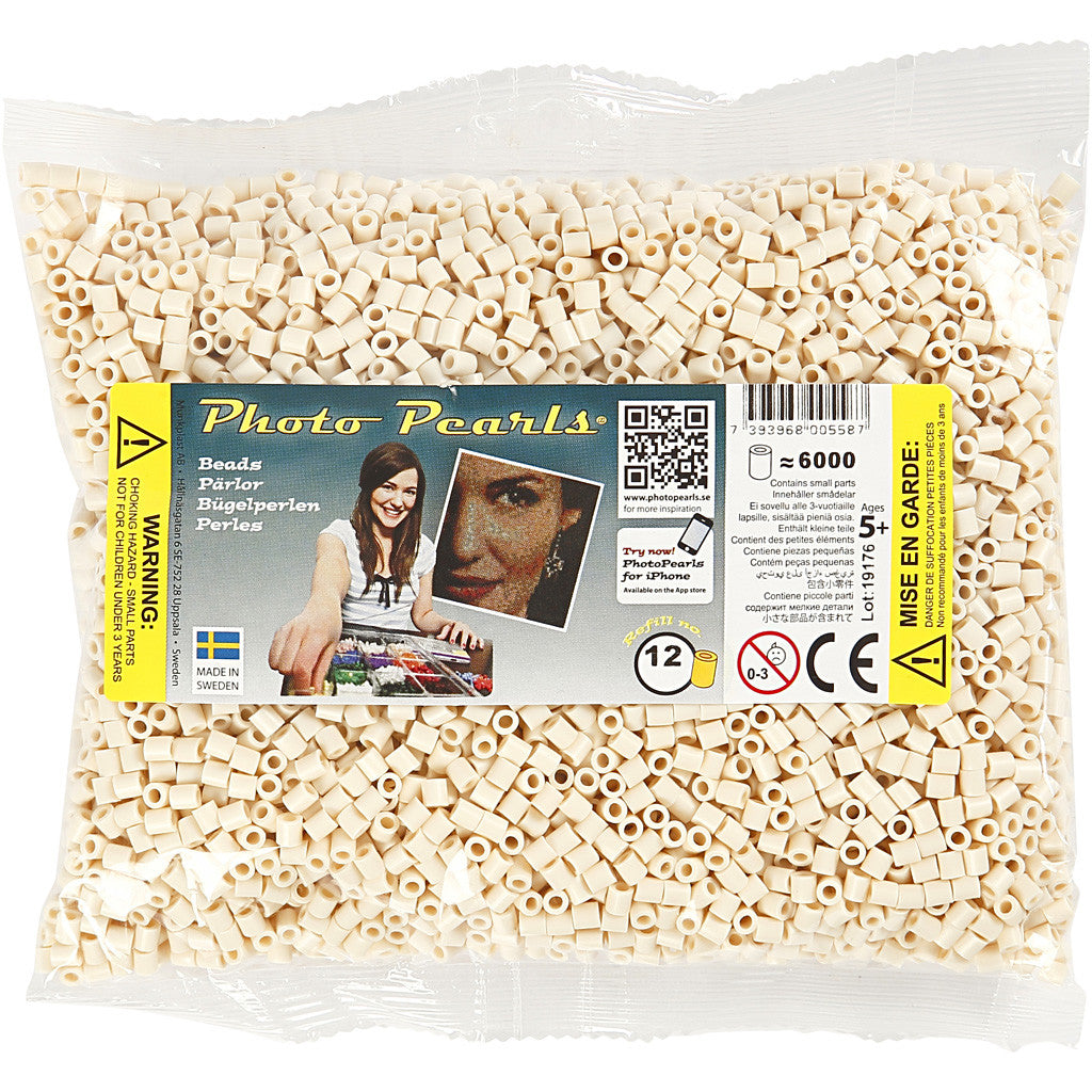 Fotoperlen, Größe 5x5 mm, Lochgröße 2,5 mm, medium, Hellbeige (12), 6000 Stk/ 1 Pck [HOB-75512]