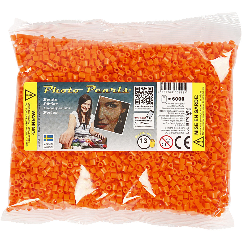 PhotoPearls, misura 5x5 mm, misura buco 2,5 mm, medium, arancio chiaro (13), 6000 pz/ 1 conf. [HOB-75513]