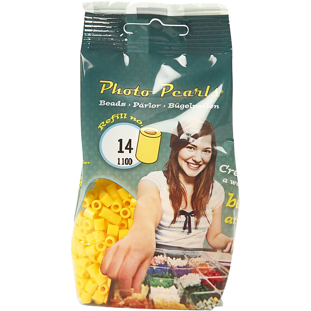 Fotoperlen, Größe 5x5 mm, Lochgröße 2,5 mm, medium, Gelb (14), 1100 Stk/ 1 Pck [HOB-755140]
