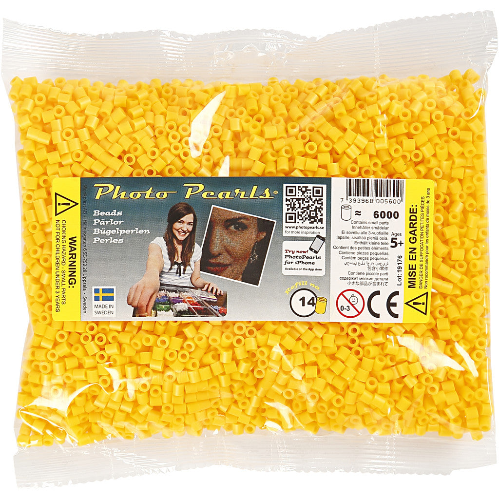 PhotoPearls, misura 5x5 mm, misura buco 2,5 mm, medium, giallo (14), 6000 pz/ 1 conf. [HOB-75514]