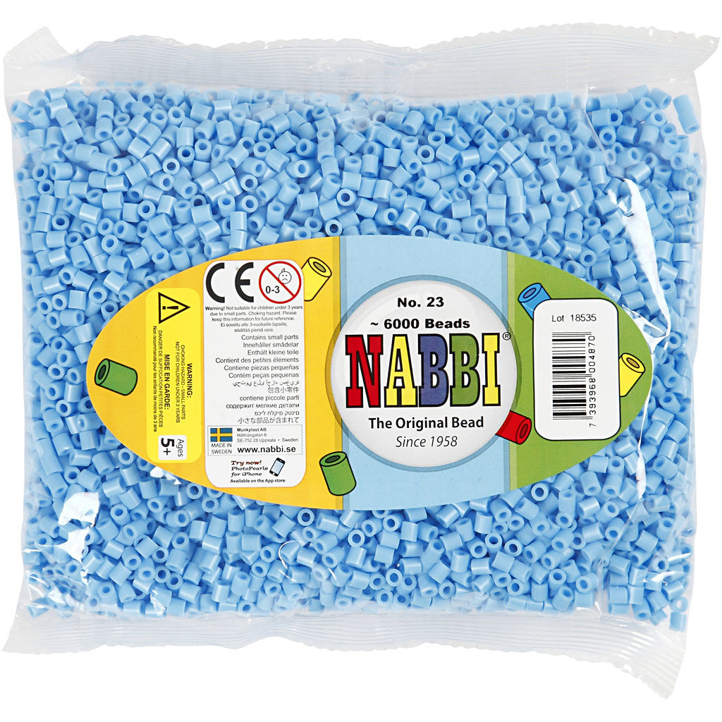 Fotoperlen, Größe 5x5 mm, Lochgröße 2,5 mm, medium, Pastellblau (23), 6000 Stk/ 1 Pck [HOB-75523]