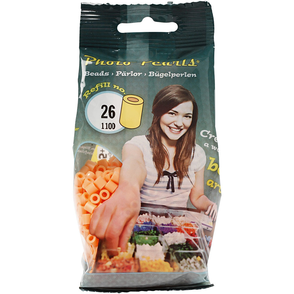 Fotoperlen, Größe 5x5 mm, Lochgröße 2,5 mm, medium, Hellorange (26), 1100 Stk/ 1 Pck [HOB-755260]