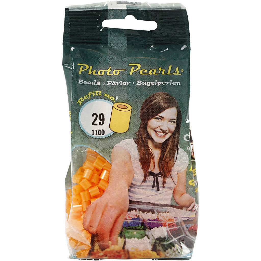 Fotoperlen, Größe 5x5 mm, Lochgröße 2,5 mm, medium, Aprikose (29), 1100 Stk/ 1 Pck [HOB-755290]
