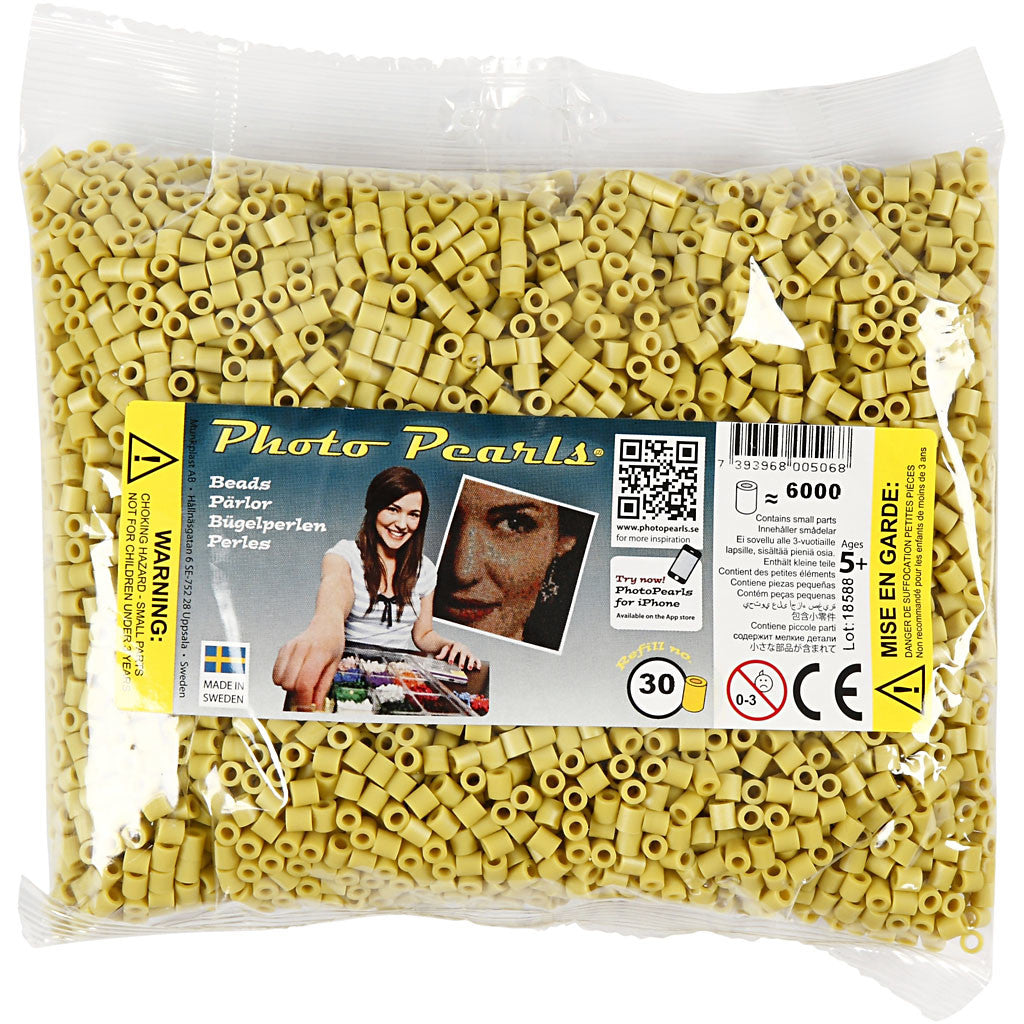 Fotoperlen, Größe 5x5 mm, Lochgröße 2,5 mm, medium, Olivgrün (30), 6000 Stk/ 1 Pck [HOB-75530]