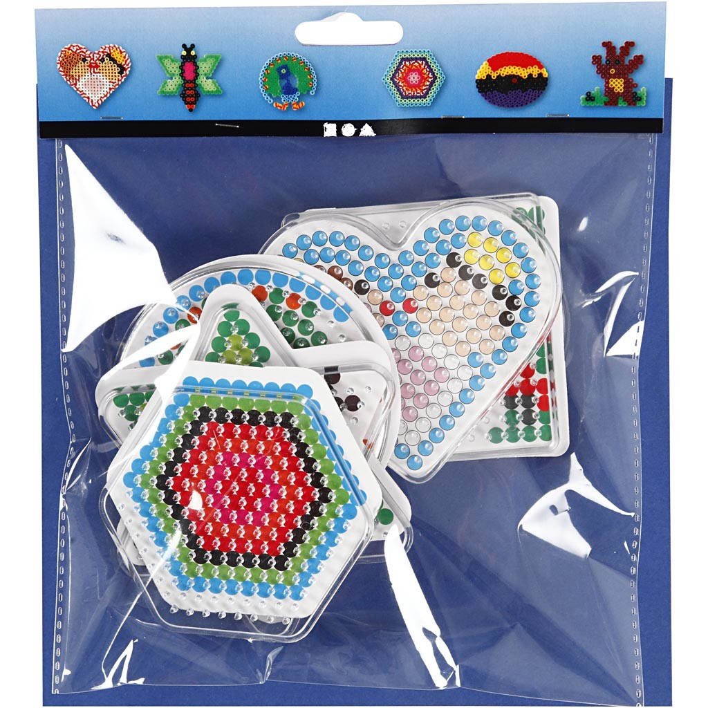 Plaque à picots, ovale, coeur, hexagone, cercle, carré et étoile, dim. 7x7,5-10,5x9,5 cm, medium, 6 pièces/ 1 Pq. [HOB-75596]