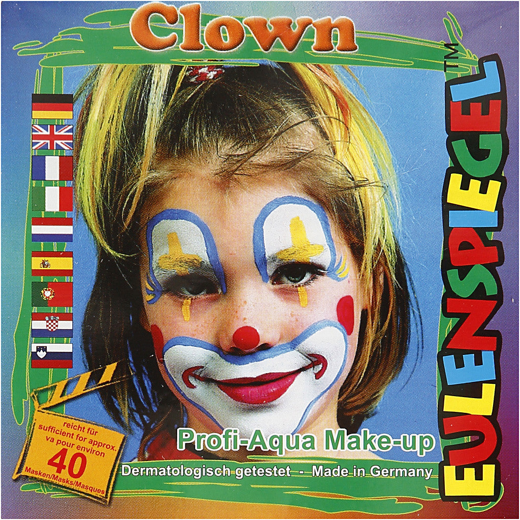 Pittura facciale Eulenspiegel - set tema, clown, colori asst., 1 set [HOB-76101]