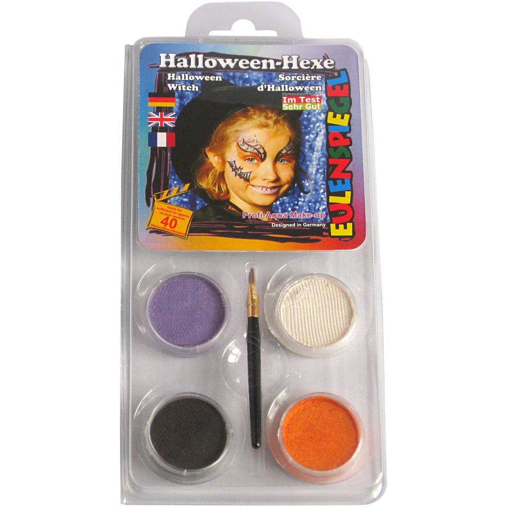 Pittura facciale Eulenspiegel - set tema, strega di halloween, colori asst., 1 set [HOB-76108]