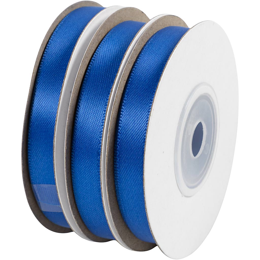 Nastro di raso, L: 10 mm, blu, 3x10 m/ 1 rot. [HOB-780254]