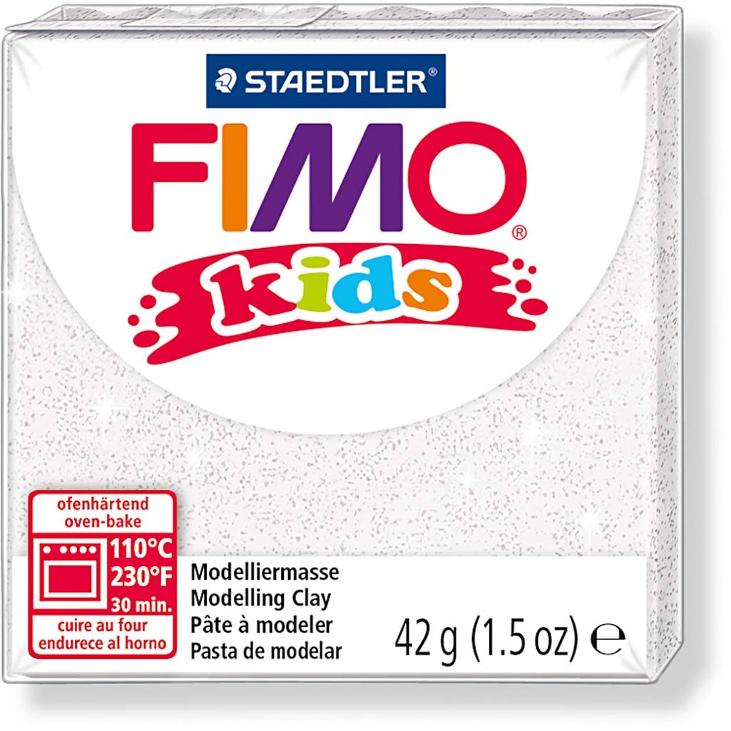 FIMO® Kids Clay, Glitter, Weiß, 42 g/ 1 Pck [HOB-78534]