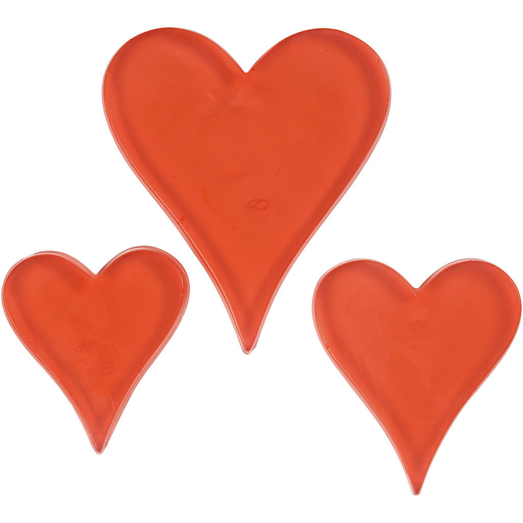 Stampo decorativo, cuore, H: 6+8+10 cm, P: 9 mm, misura 14,9x22 cm, 1 pz [HOB-78634]