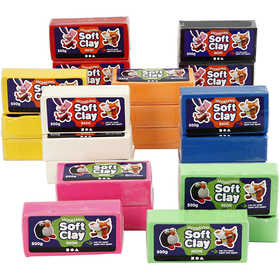 Pasta Modellabile, misura 13x6x4 cm, colori asst., 24x500 g/ 1 conf. [HOB-78696]