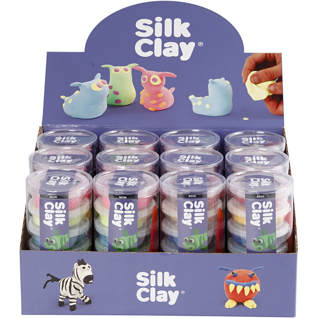 Silk Clay®, colori neon, colori standard, 12 set/ 1 conf. [HOB-78721]