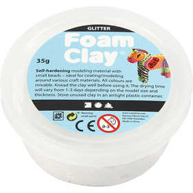 Foam Clay® , Glitter, Weiß, 35 g/ 1 Dose [HOB-78813]