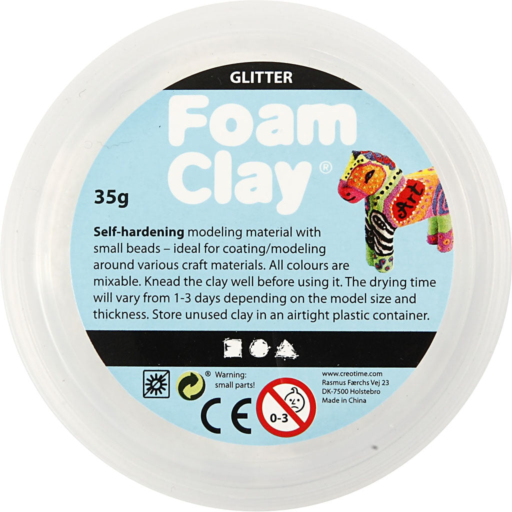 Foam Clay® , glitter, bianco, 35 g/ 1 vasch. [HOB-78813]