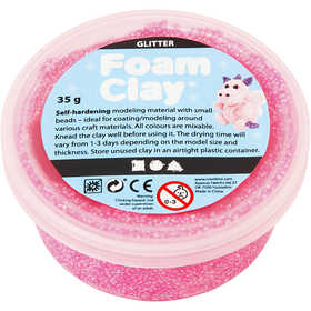 Foam Clay® , glitter, rosa, 35 g/ 1 vasch. [HOB-788820]