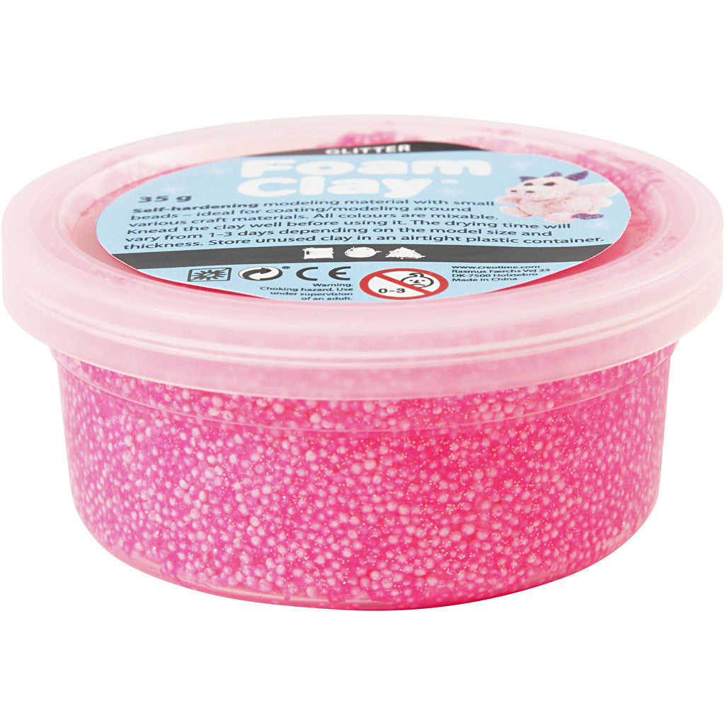 Foam Clay® , glitter, rosa, 35 g/ 1 vasch. [HOB-788820]