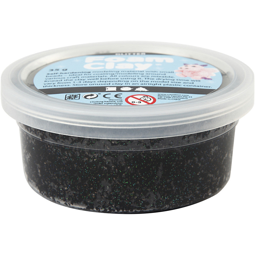 Foam Clay® , Schwarz mit Glitter, 35 g/ 1 Dose [HOB-788860]