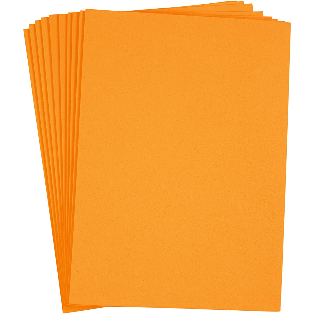 EVA foam, A4, 210x297 mm, thickness 2 mm, orange, 10sheet