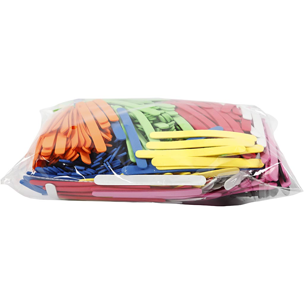 Bastoncini per Ghiacciolo in Schiuma EVA, L: 11,5 cm, L: 1 cm, spess. 2 mm, colori asst., 1000 pz/ 1 conf. [HOB-79059]