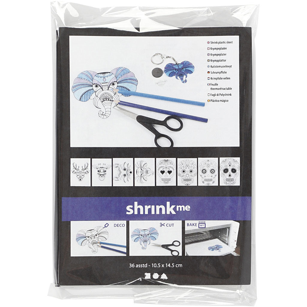 Fogli di plastica restringente con motivi, foglio 10,5x14,5 cm, spess. 0,3 mm, trasparente opaco, 36 fgl./ 1 conf. [HOB-79069]