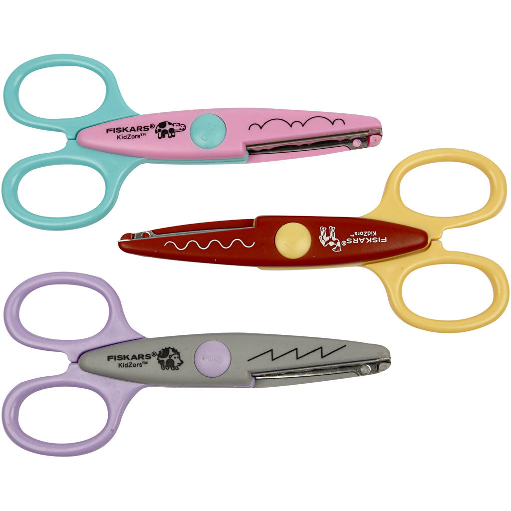 Fiskars Forbici Sagomate Kidzors, ippopotamo, cammello e riccio, 3 pz/ 1 conf. [HOB-8233]