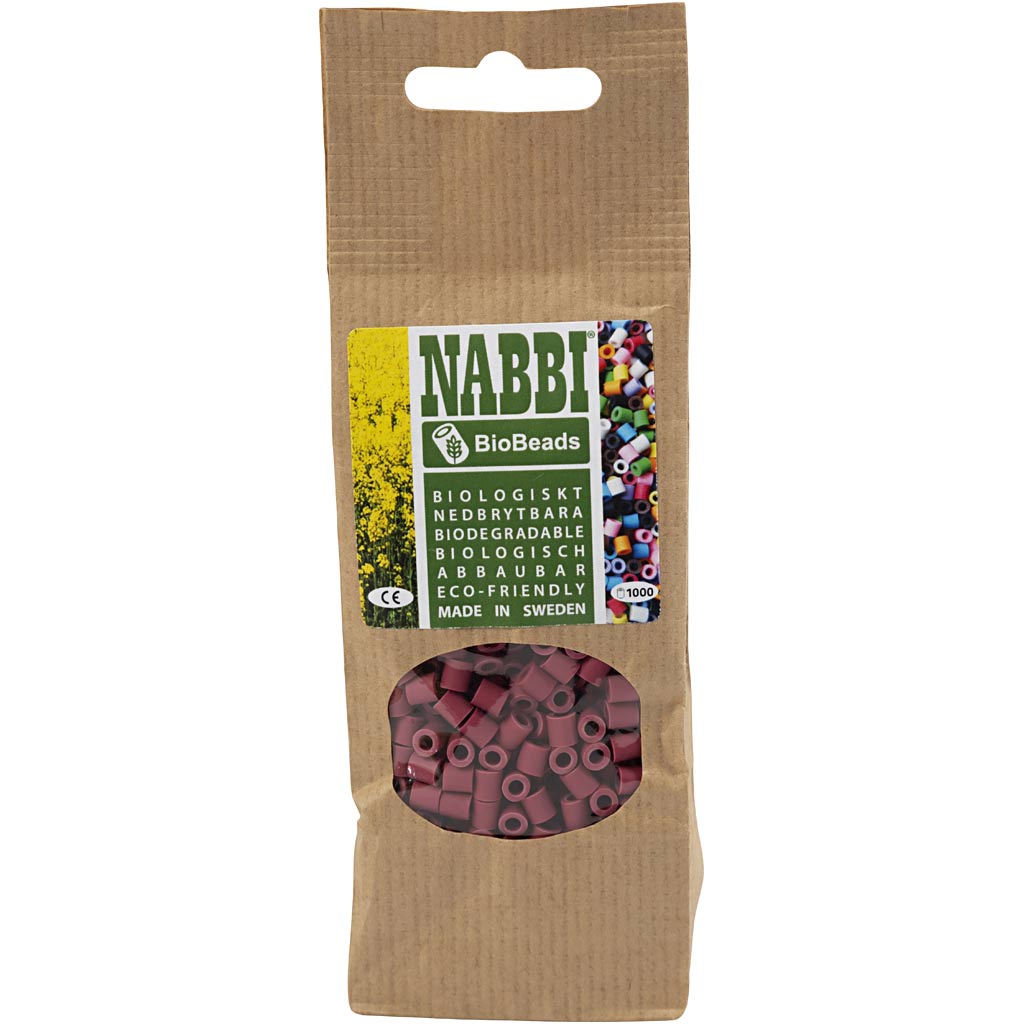 Perline NABBI BioBeads, misura 5x5 mm, misura buco 2,5 mm, medium, burgundy, 1000 pz/ 1 conf. [HOB-9067640]