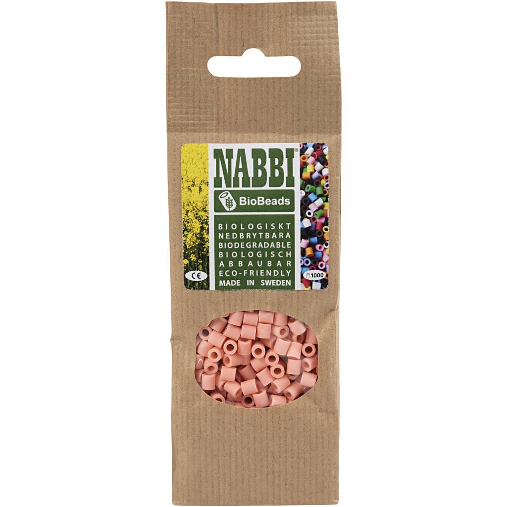 NABBI BioBeads, Größe 5x5 mm, Lochgröße 2,5 mm, medium, Lachsfarbig (051), 1000 Stk/ 1 Pck [HOB-9067648]
