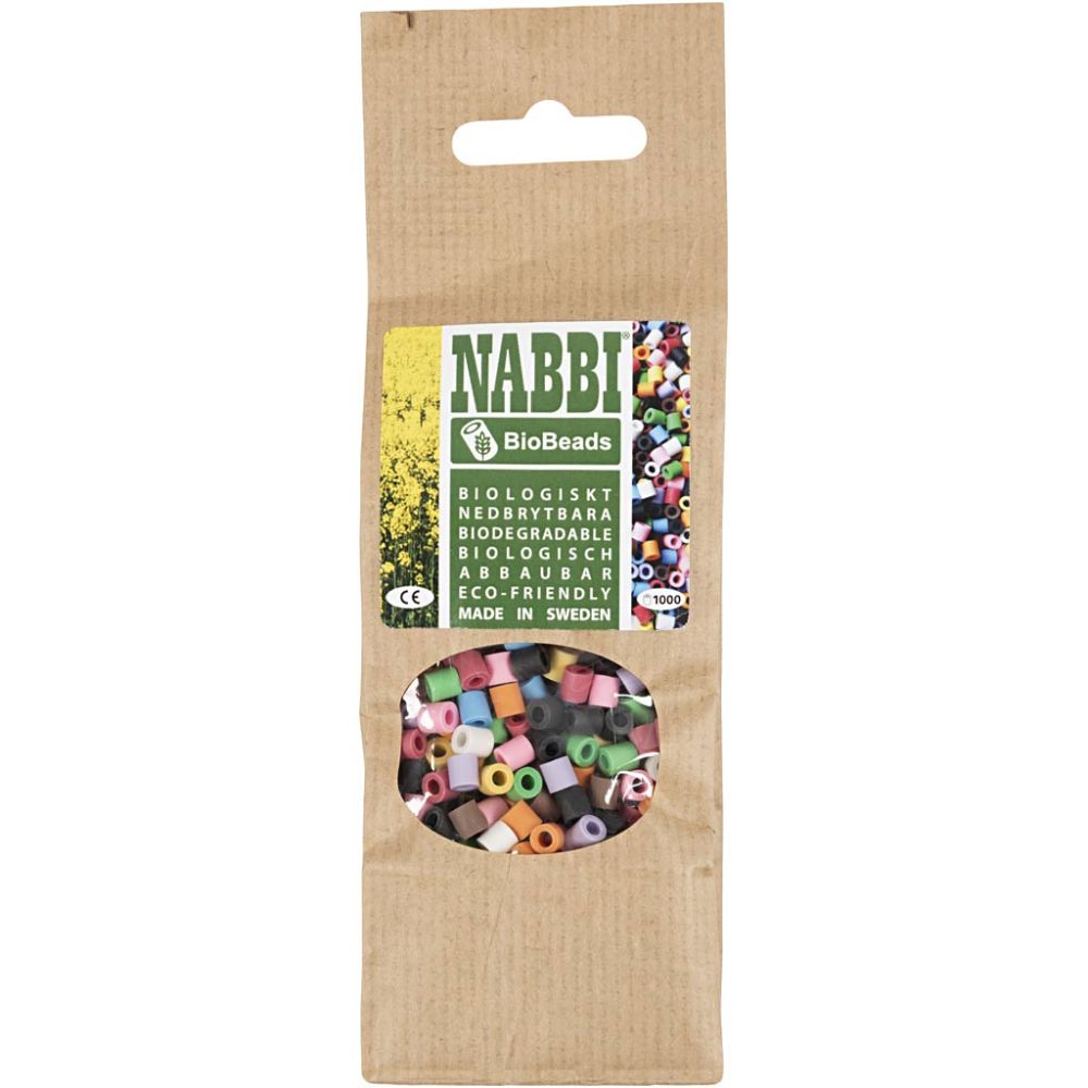 Perline NABBI BioBeads, misura 5x5 mm, misura buco 2.5 mm, medium, colori asst., 1000 pz/ 1 conf. [HOB-9067710]