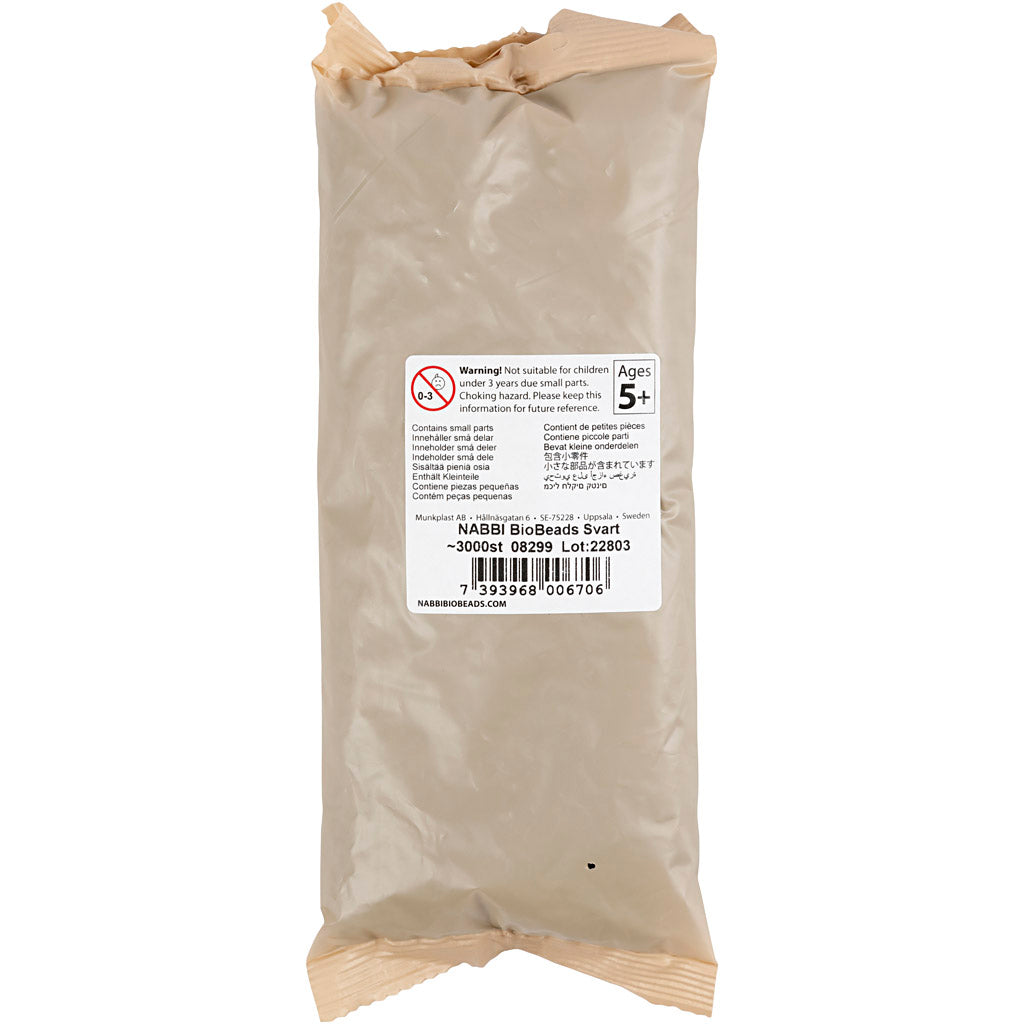 Perline NABBI BioBeads, misura 5x5 mm, misura buco 2.5 mm, medium, nero, 3000 pz/ 1 conf. [HOB-906772]