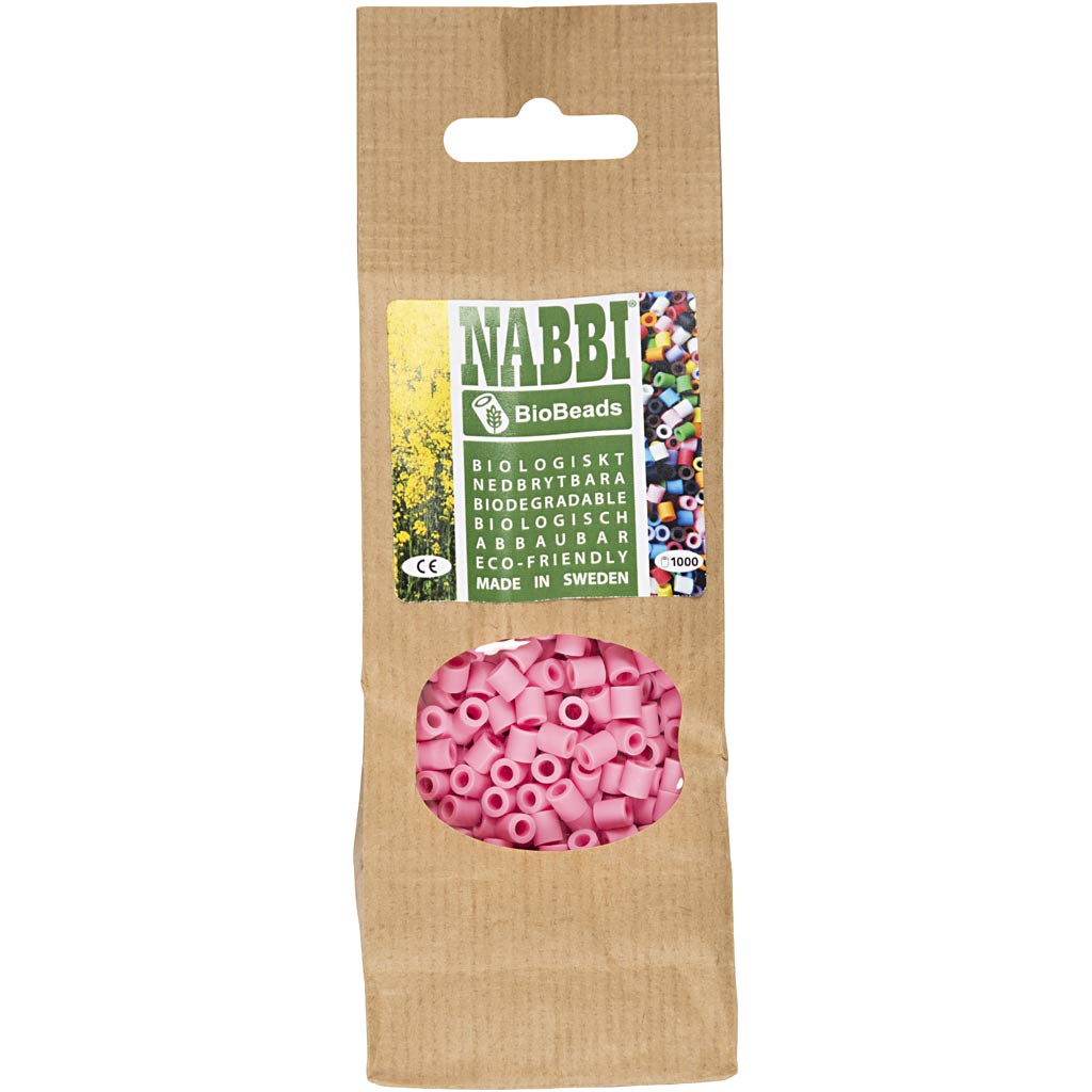 NABBI BioBeads, Größe 5x5 mm, Lochgröße 2.5 mm, medium, Rosa, 1000 Stk/ 1 Pck [HOB-9067760]