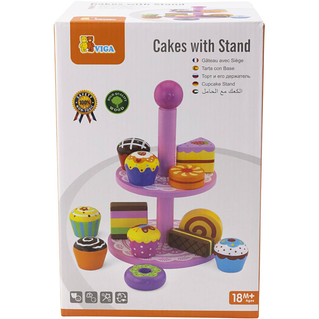 VIGA Cupcakes mit Kuchenregal, Größe 25,5 cm, 1 Set [HOB-907720]