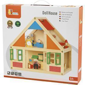 Casa delle bambole in legno VIGA, misura 43x40x27 cm, 1 pz [HOB-908523]