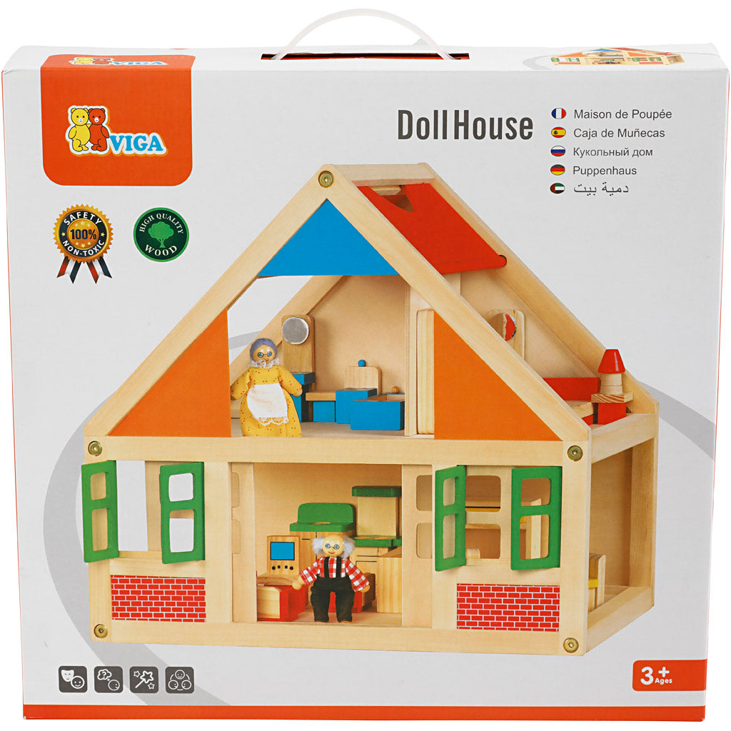 Maison de poupée en bois VIGA, dim. 43x40x27 cm, 1 pièce [HOB-908523]