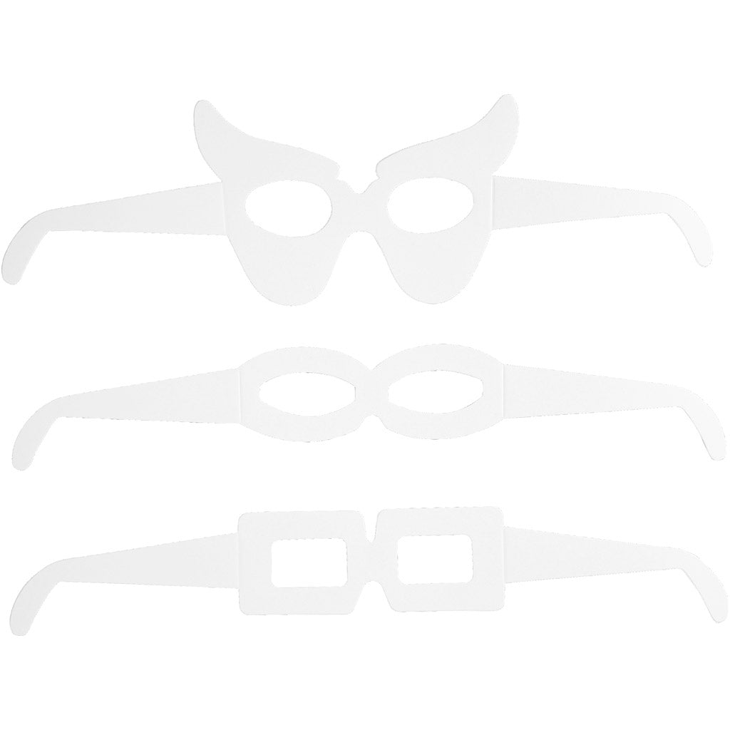 Novelty Glasses, H: 4,5-10 cm, L: 32 cm, 230 g, white, 16 pc