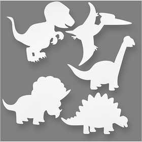 Dinosaures, H : 15-22 cm, L : 24-25 cm, 230 gr, blanc, 16 pièces/ 1 Pq. [HOB-95205]