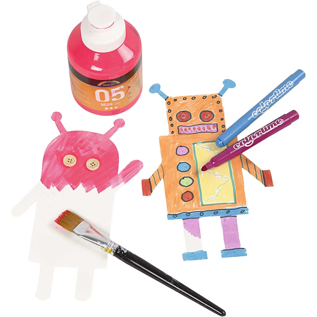 Robots, H : 22,5-24 cm, L : 15-16 cm, 230 gr, blanc, 16 pièces/ 1 Pq. [HOB-95207]