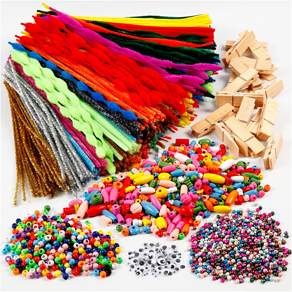 Fun with pegs and pipe cleaners, assorted colours