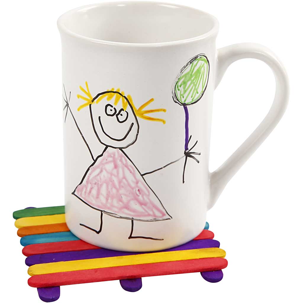 Glitter e bastoncini di legno, colori asst., 1 set [HOB-97435]