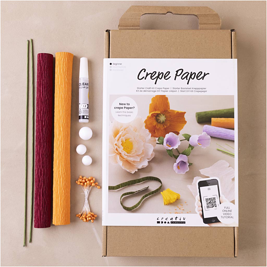Kit de démarrage DIY Papier Crépon, ass. de couleurs, 1 Pq. [HOB-97738]