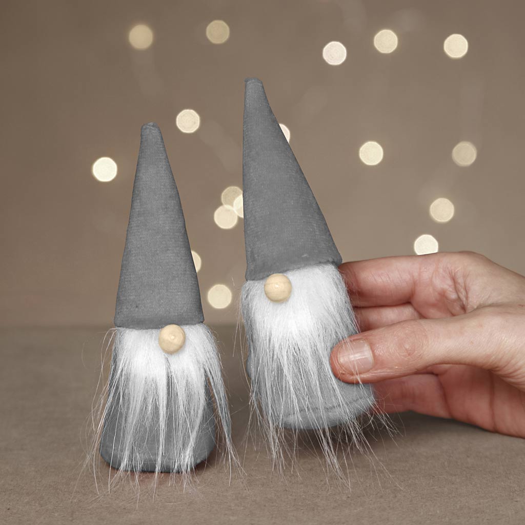 Mini Craft Kit, Scandinavian Santa gnomes, H: 12 cm, grey, 1 pack