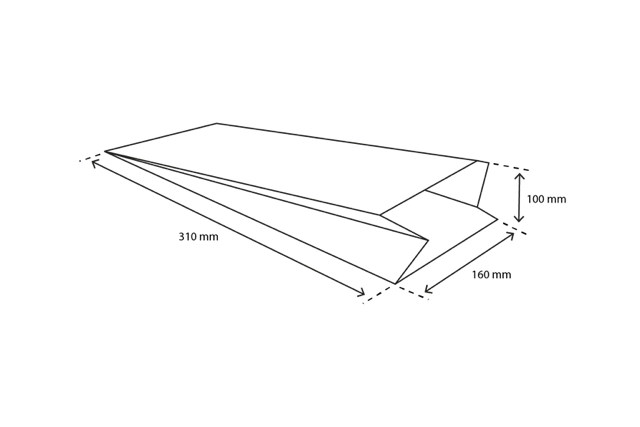 Snack-Tüten gelocht Papier (2 Teich) 16x10x31 cm weiß 45gr (1.100 Stück) [TK-9987489]