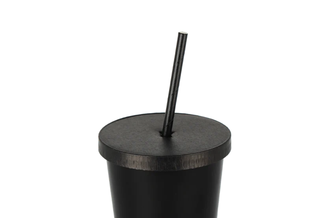 Couvercle Carton pour Gobelet à crème glacée et milkshake plat avec croix Ø9 cm Noir (1.000 pcs) [TK-9987766]