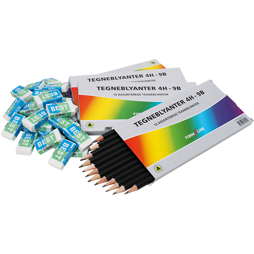 Drawing set, B,2B,4B,5B,6B,8B,9B,HB,H,2H,3H,4H, 1 pack