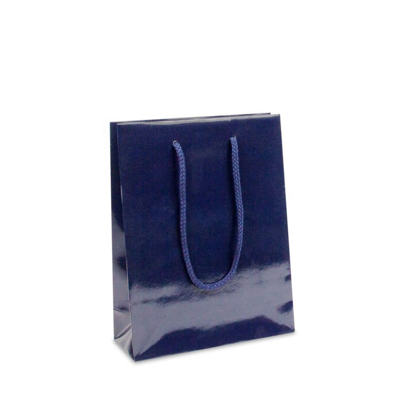 Luxuriöse Papiertaschen Glänzend 25+11x33 cm Dunkelblau (100 Stück) [FP-DPK002]