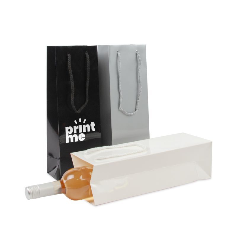 Sacs à vin en papier de luxe - Brillant 12+10x35 cm Noir (100 pcs) [FP-DPK044W]
