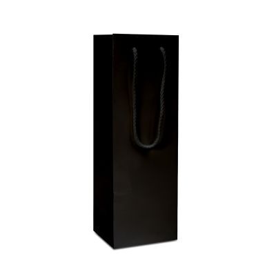 Sacs à vin en papier de luxe - Brillant 12+10x35 cm Noir (100 pcs) [FP-DPK044W]