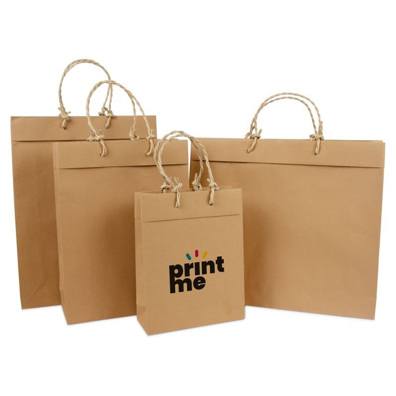 Luxuriöse recycelte Kraftpapiertaschen mit Umschlag 20+8x26 cm Braun (100 Stück) [FP-DPK059]