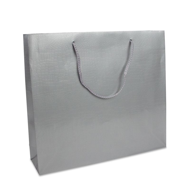 Luxury Carrier Bags Crocodile texture 40+10x35cm Silver