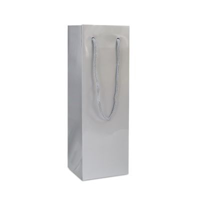 Sacs à vin en papier de luxe - Brillant 12+10x35 cm Argent (100 pcs) [FP-DPK120W]